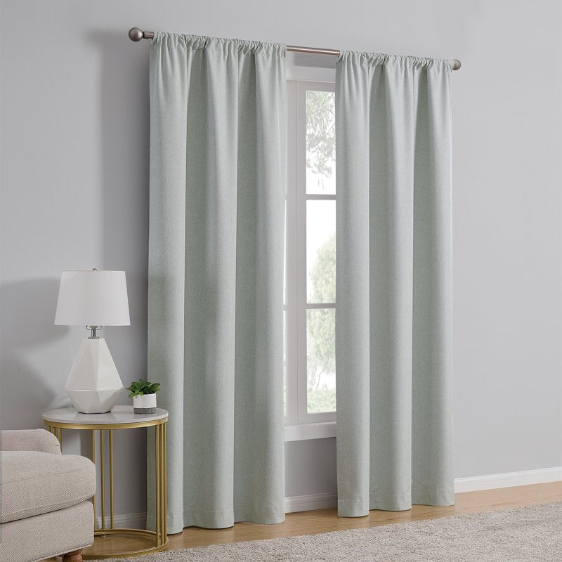 Blackout Curtain Panel Pair - Linen Look, Room Darkening, 37x84 Inches