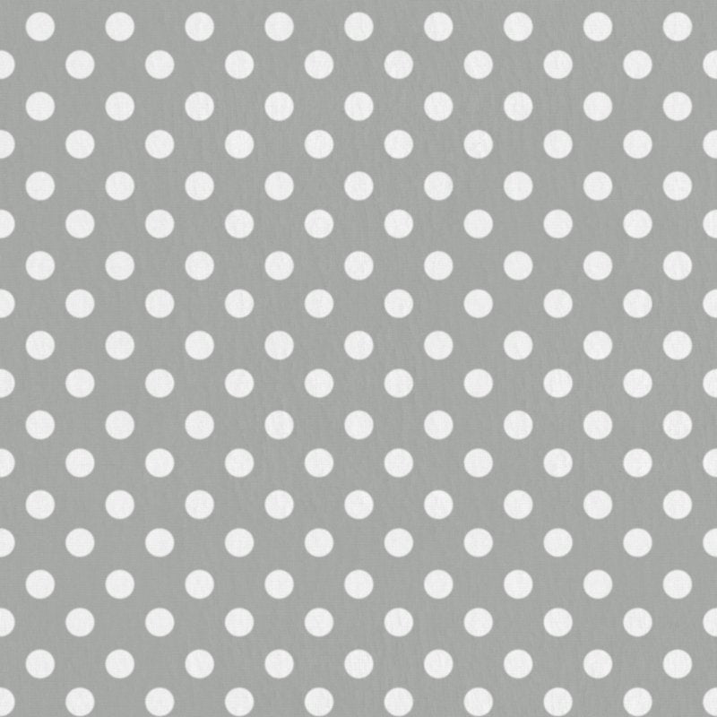 Cotton Flannel Fabric Polka Dots Light-Weight Craft Material - Gray & White