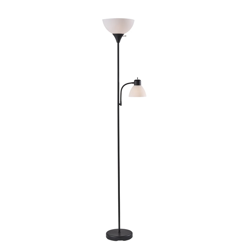 72-Inch Black Floor Lamp with Adjustable Reading Light - Modern Home Lighting