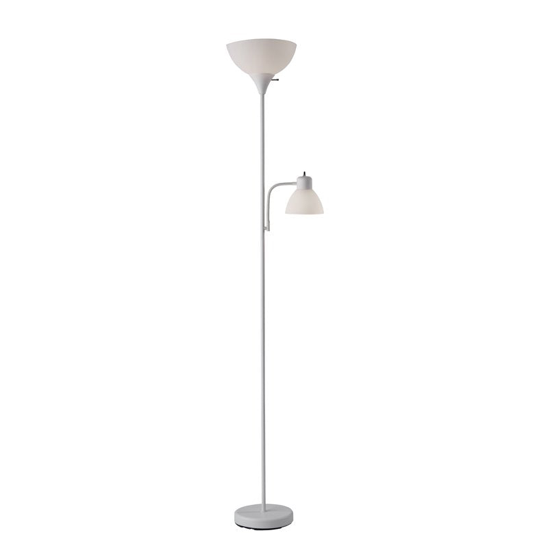 72-Inch White Combo Floor Lamp with Adjustable Reading Light