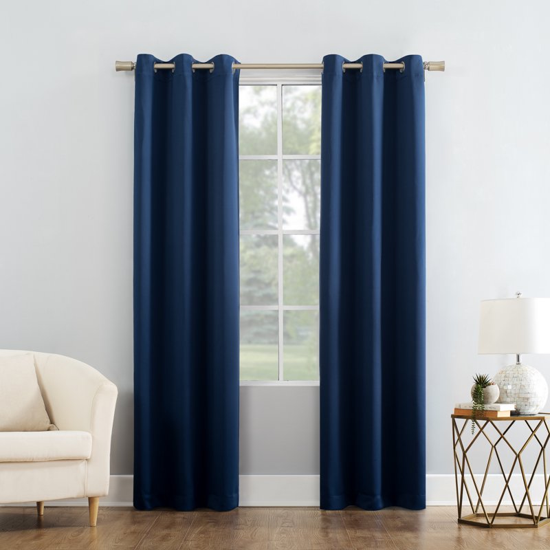 Blackout Grommet Window Curtain Panel - Light-Blocking Polyester Drapes