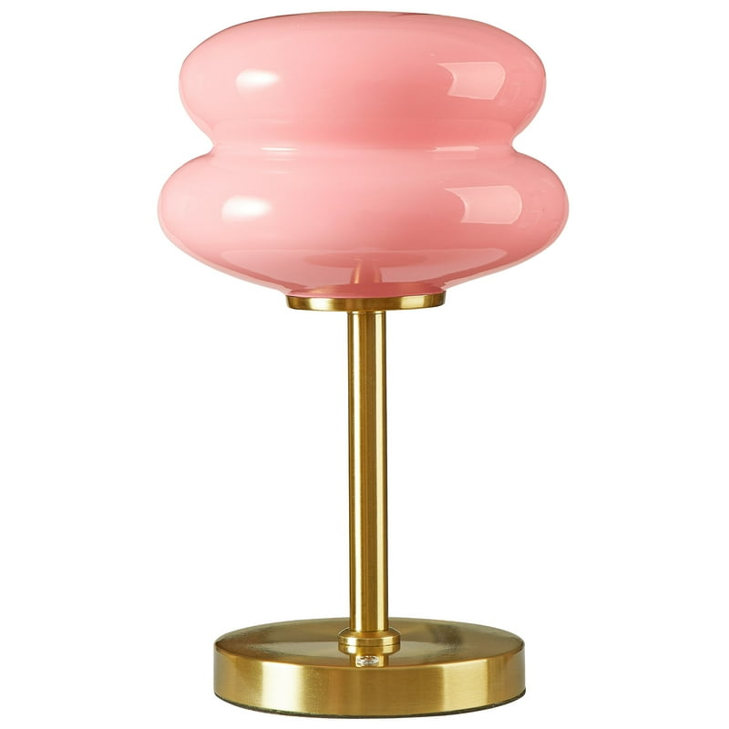 Pink Double Bubble Glass Table Lamp - Modern Nightstand Decor, 12.4in