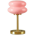 Pink Double Bubble Glass Table Lamp - Modern Nightstand Decor, 12.4in