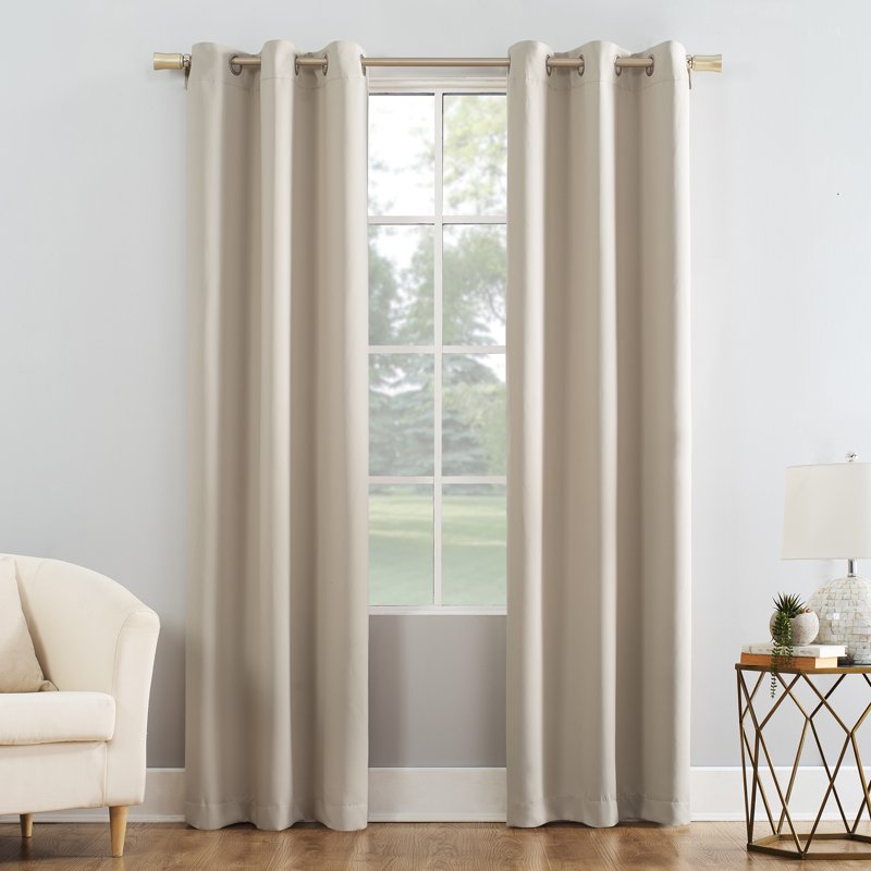 Blackout Grommet Window Curtain Panel - Light-Blocking Polyester Drapes