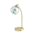 Iridescent Orb Table Lamp with USB Charging and Adjustable Gooseneck - Gold