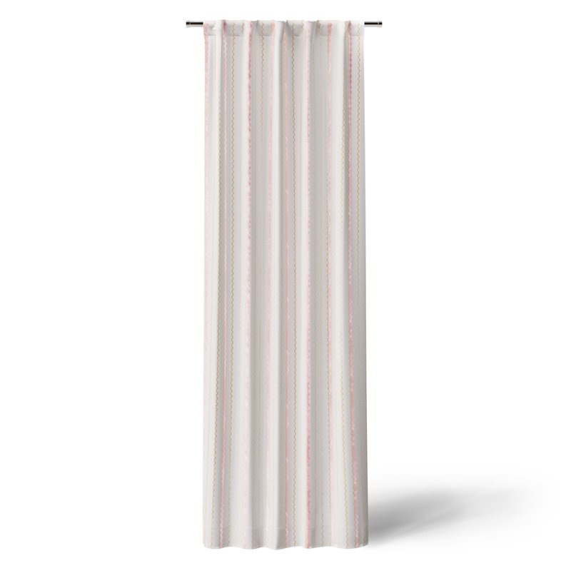 Kids Blackout Sheer Overlay Curtain Panel with Scallop Stripe - 38x84 in