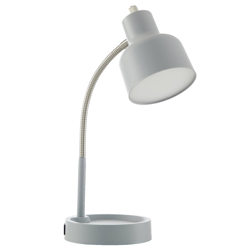 LED Desk Lamp with Catch-All Base and AC Outlet – Modern Study Light