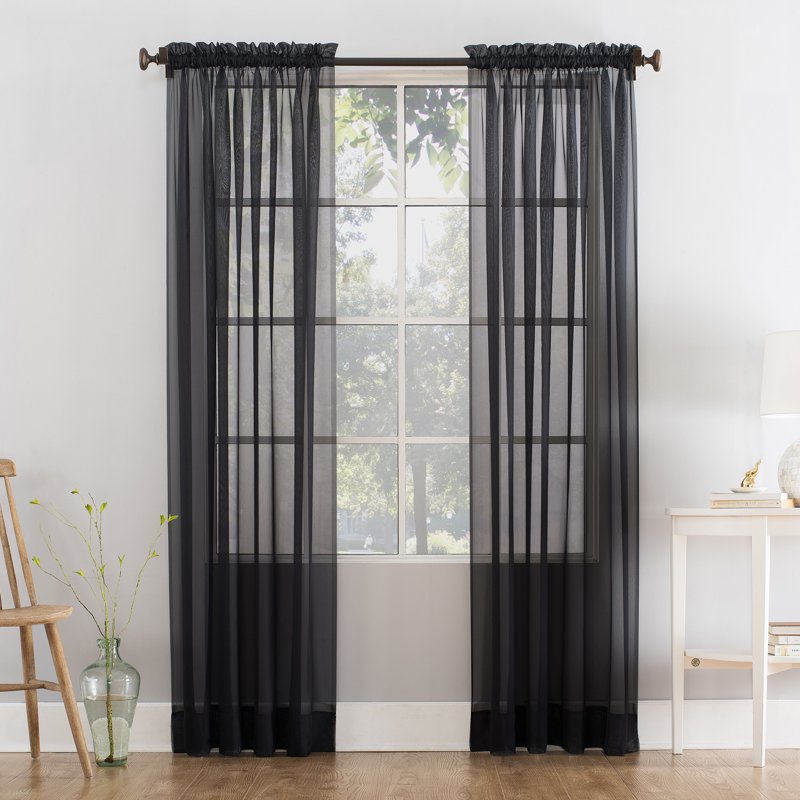 Sheer Voile Curtain Panel - Light Filtering Window Treatment, 84 Inch Width