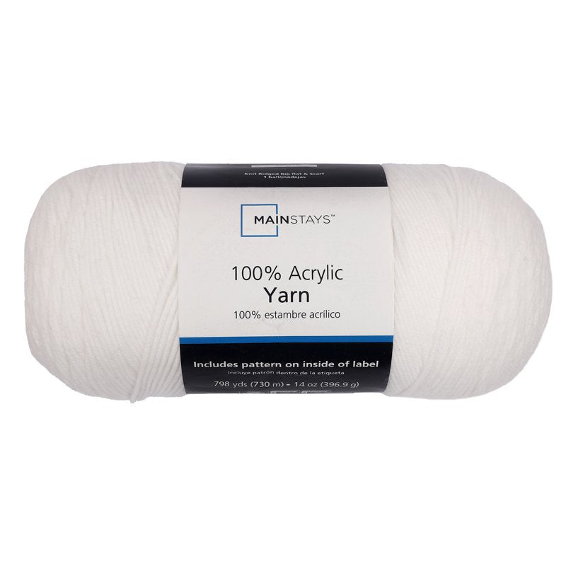 Medium Acrylic Yarn for Knitting and Crochet - 14 oz, 798 yd, White