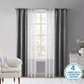 Blackout & Sheer Curtain Set - 4 Pieces, Gray, 27.5 x 95 Inches