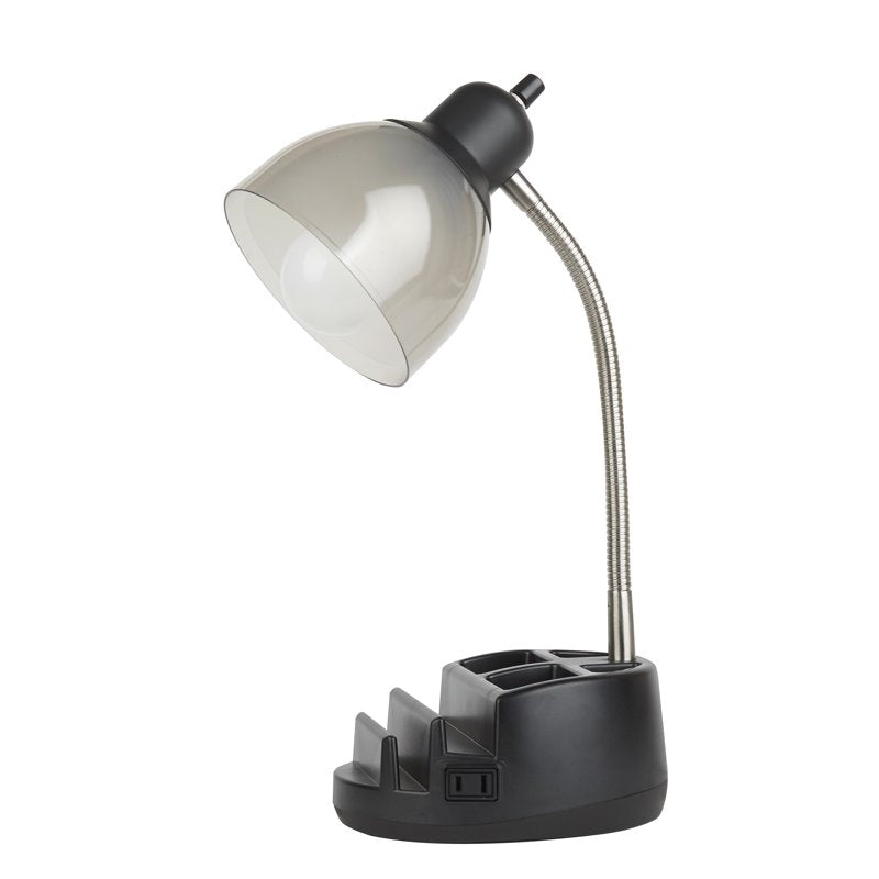 Multi-Purpose Desk Organizer and Task Lamp - Black, 6x7x15 Inches