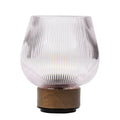 Rechargeable Pink Glass Accent Light with Warm Walnut Finish
