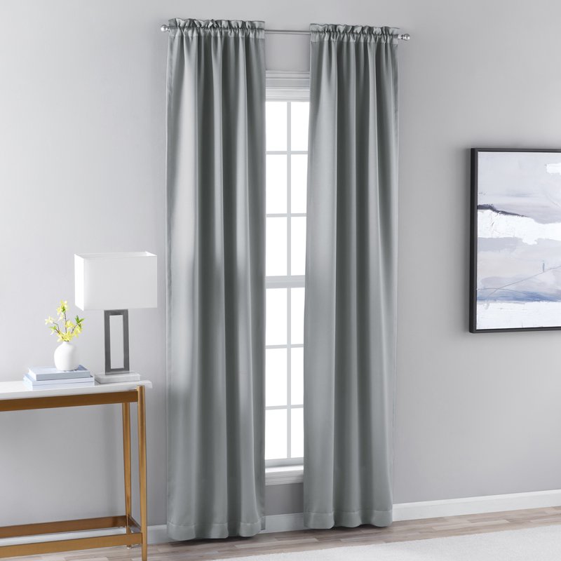 Blackout Curtain Panel Pair - Light Gray, 30x95 Inches, Room Darkening