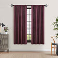 Light Filtering Curtain Panel Pair - Textured Solid Window Drapes, Burgundy, Set of 2