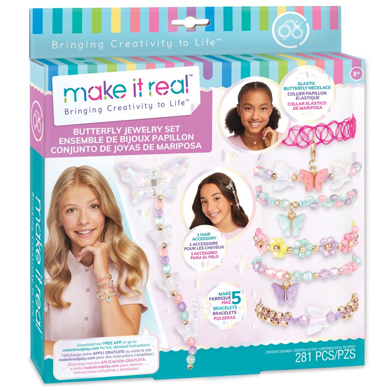 Butterfly Jewelry Making Kit for Kids & Tweens - 7 Pieces DIY Jewelry Set with Beads & Accessories