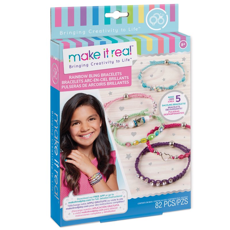 DIY Rainbow Bling Bracelets Kit for Kids & Tweens - Create 5 Unique Jewelry Crafts