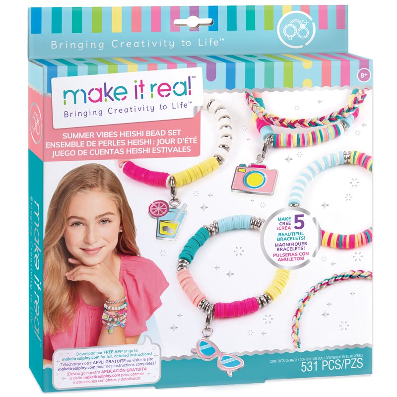 DIY Heishi Bead Bracelet Kit - Create 5 Colorful Friendship Jewelry Sets