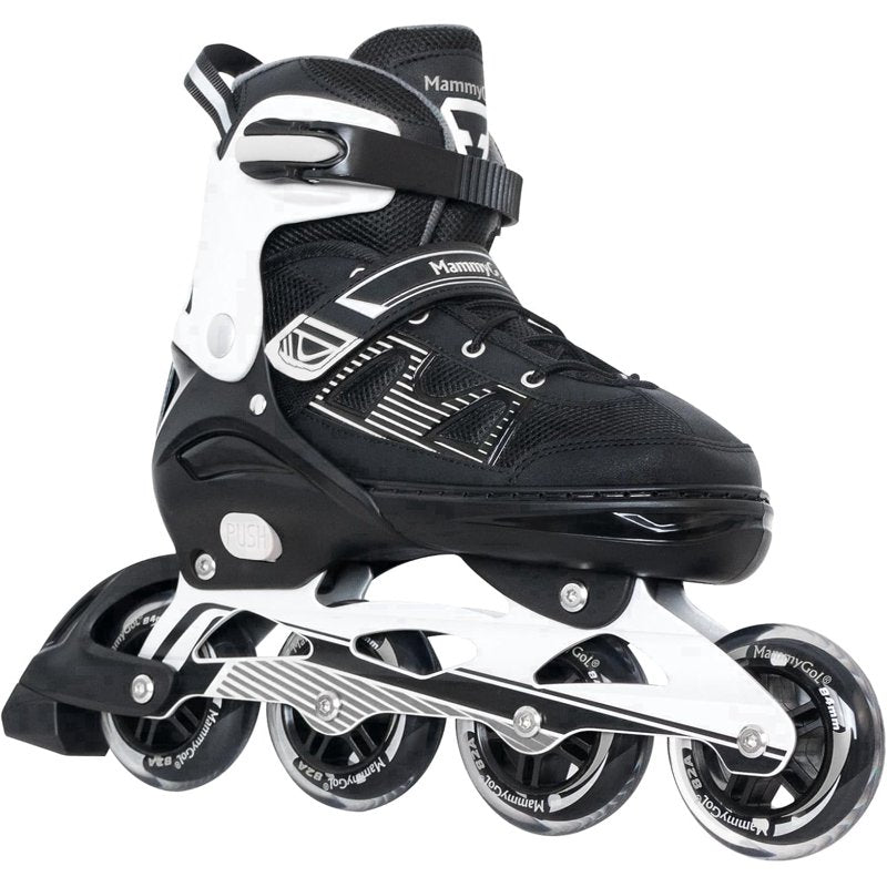 Adult Inline Skates with Adjustable Size, Carbon Steel Bearings & TPR Brake