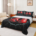 Queen Size Bedding Sheet Set 4 Pieces – Microfiber Bed Linen in Black Red
