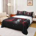 Queen Fitted Sheet Set - Ultra-Soft 4-Piece Bedding, Red Gray Black 427