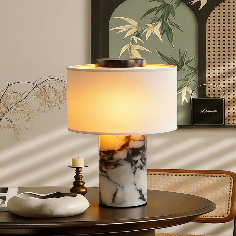 Marble Table Lamp with USB Charging Touch Dimmable Night Light