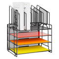 4-Tier Mesh Desk File Organizer with Vertical and Horizontal Storage
