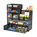 Multi-Functional Mesh Desk Organizer with Drawer - Office Stationery Storage