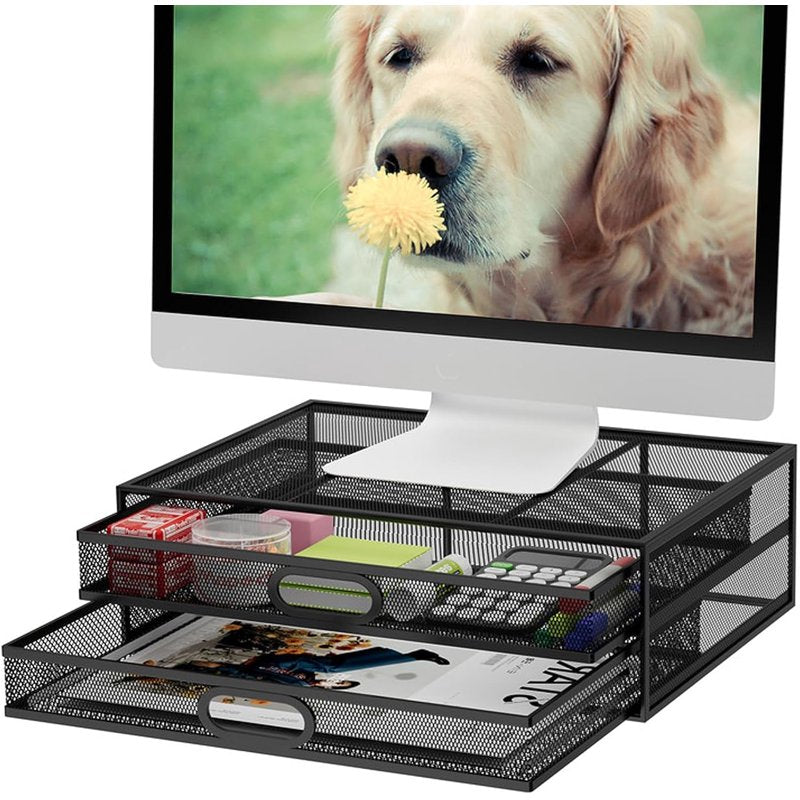 Monitor Stand with Drawer - Ergonomic Riser for Desk Up to 33lb
