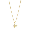 Gold Over Sterling Silver Bee Necklace with Cubic Zirconia - 16" Chain for Women & Teens