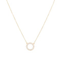 Open Circle Pendant Necklace with Cubic Zirconia in Gold Over Sterling Silver - 16 Inch + 2 Inch Extender