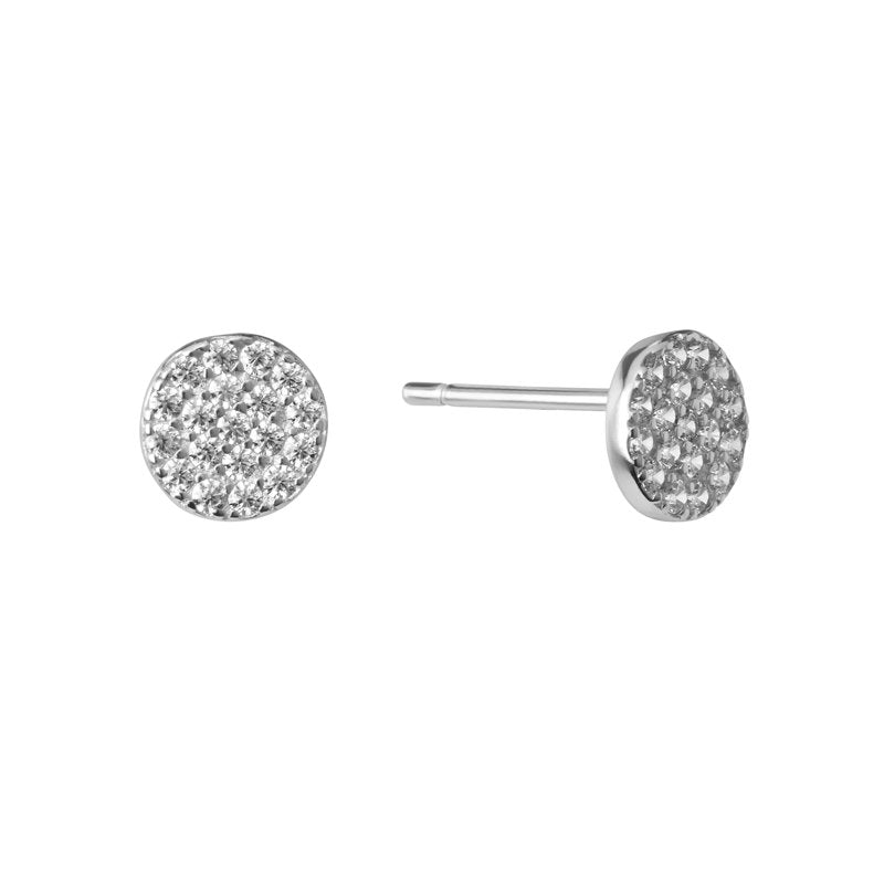 Sterling Silver Cubic Zirconia Pave Round Stud Earrings for Women & Teens