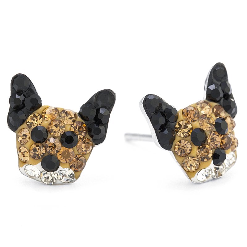 Sterling Silver Crystal Dog Stud Earrings for Women & Teens - Playful Pet Jewelry
