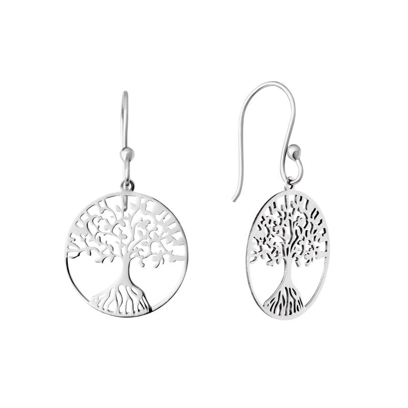 Sterling Silver Tree of Life Drop Earrings for Women - Handmade Jewelry