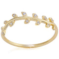 Gold Over Sterling Silver Leaf Band Ring with Cubic Zirconia for Women & Teens