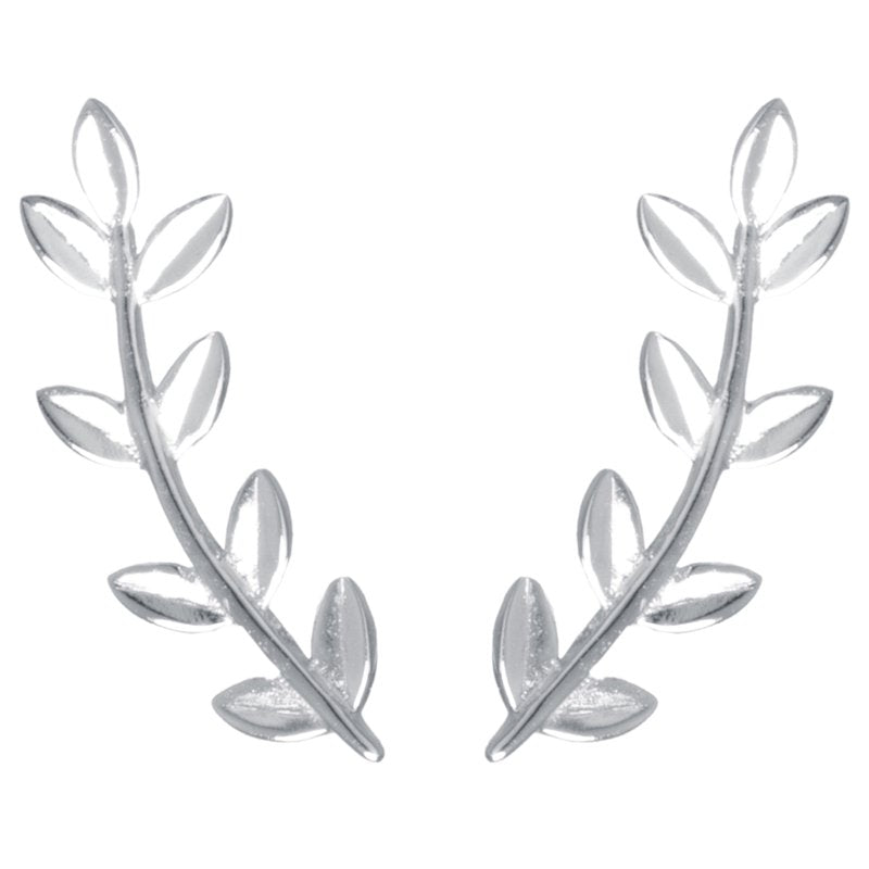 Sterling Silver Leaf Ear Climber Earrings for Women & Teens - Modern Jewelry
