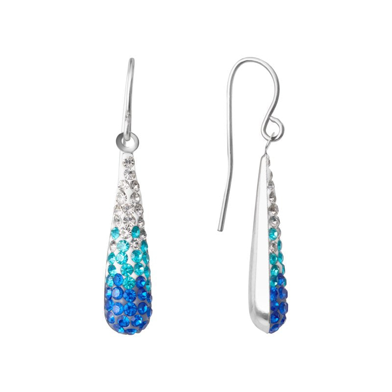 Sterling Silver Blue Crystal Teardrop Earrings for Women & Teens