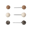 Sterling Silver 3-Piece Pave Crystal Stud Earrings Set for Women & Teens