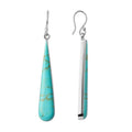 Sterling Silver Teardrop Earrings with Simulated Turquoise for Women & Teens