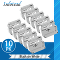 10 Pack M-K231 Label Tape Replacement for Brother P-Touch 12mm White