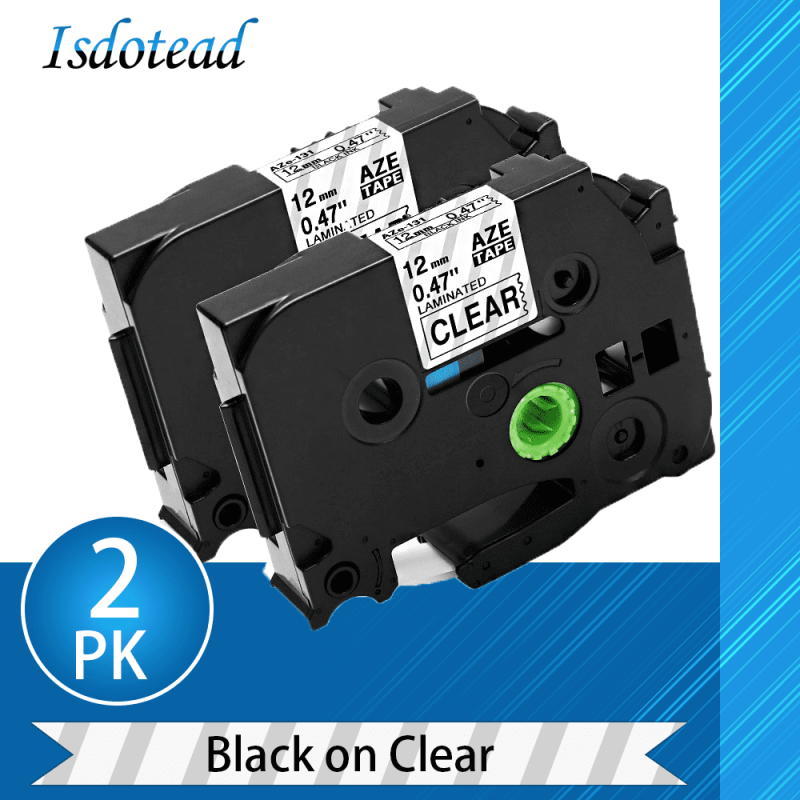 Replace Label Tape 12mm x 26.2ft for Brother P Touch TZe-131 2-Pack