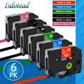 6 Pack Laminated Label Tape Replacement for Brother P Touch TZ 12mm White on Red/Blue/Green/Black/Pink/Gold on Black