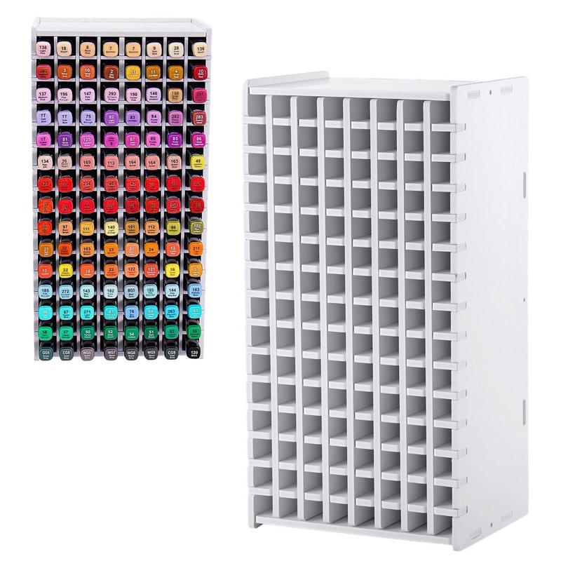 Marker Storage Rack with 120 Slots - Art Supplies Organizer, Pen & Brush Holder