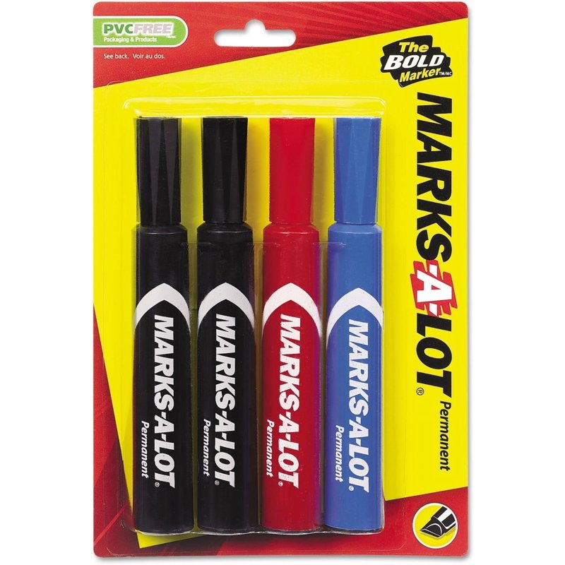 Assorted Permanent Markers with Chisel Tip - 4-Set