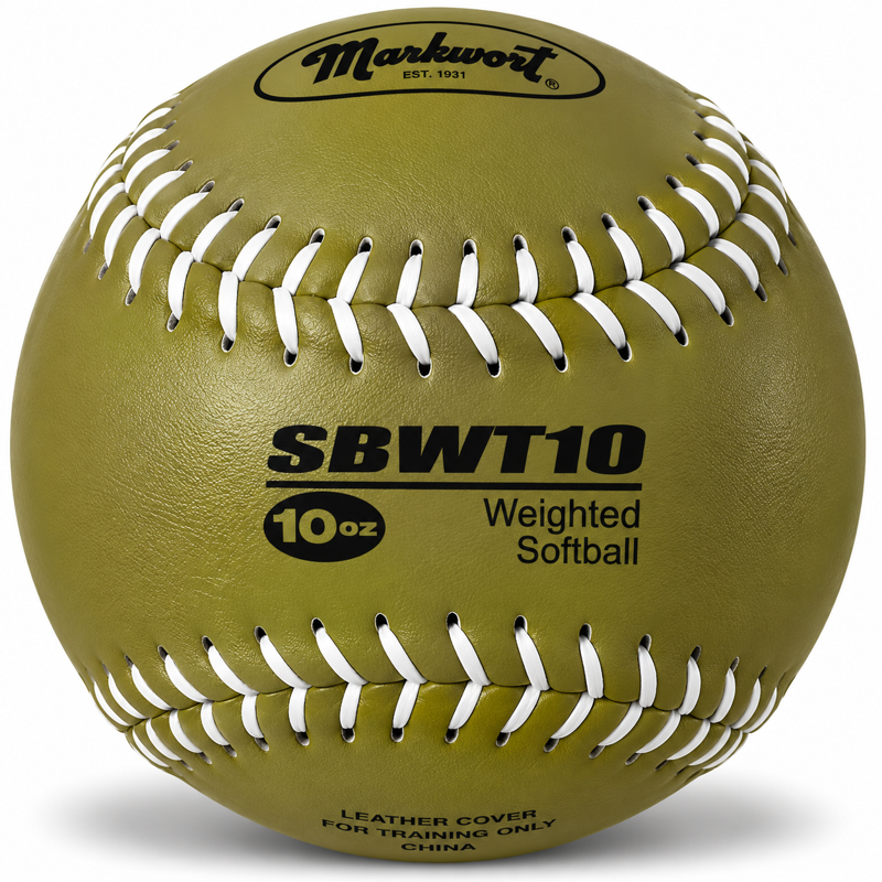 Weighted Softball Training Ball - 12-Inch, 10 Oz, Leather Cover, Multiple Colors