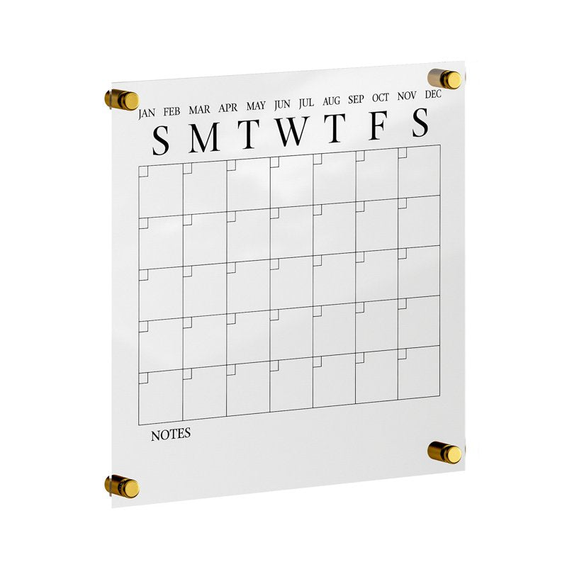 Acrylic Dry Erase Wall Calendar 14-Inch Square with Mounting Hardware