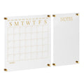 Acrylic Wall Calendar and Notes Board Set with Dry Erase Marker - Clear with Gold Print