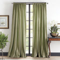 Velvet Curtain Panel Pair - Room Darkening, Green, Pole Top, Back Tab, 2 Piece Set
