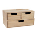 Stackable Wooden Desk Organizer Boxes with Drawers - Set of 3