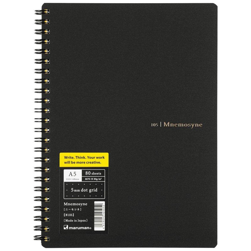 A5 Dot Grid Notebook - 80 Sheets, White, Portable Office & Planner