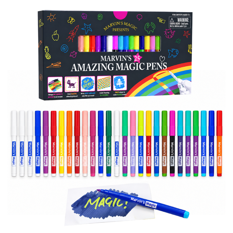 Magic Pens Set for Kids - 25 Color-Changing, Invisible & 3D Art Supplies